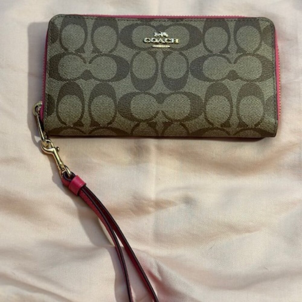 Coach Signature Long Zip Around Wallet